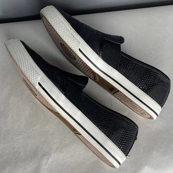 LAUREN RALPH LAUREN Jinny Slip On Sneaker Black White Weave Logo Low Top 5.5 - Picture 7 of 12